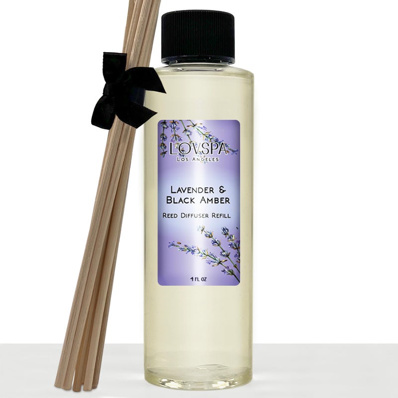 LOVSPA Lavender & Black Amber Diffuser Oil - Luxury Essential Oils for Diffuser Refill & Air Freshener Room Spray - Long-Lasting & Natural Home Fragrance, Scented Oil for Diffusers, USA Made, 4oz - Image 1